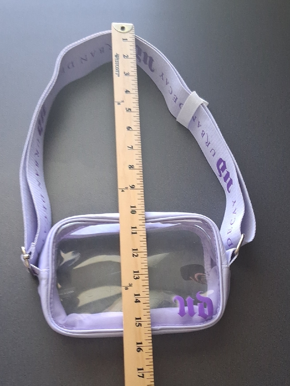 New*Urban Decay Cosmetics Clear Purple Crossbody Adjustable Bag - Picture 5 of 6